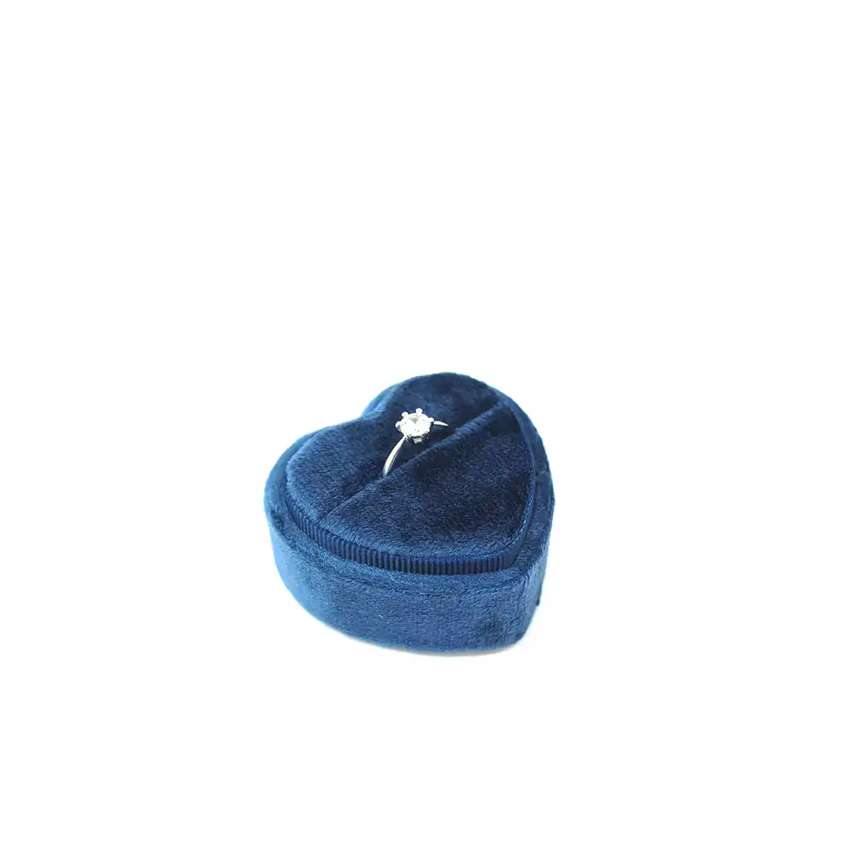 Vera Ring Box in Blue Opening Left Side View