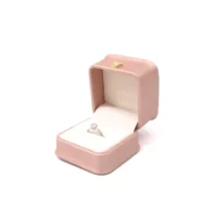 posie ring box in pink opening right side view