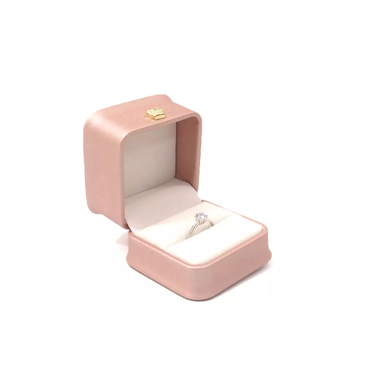 posie ring box in pink left side view