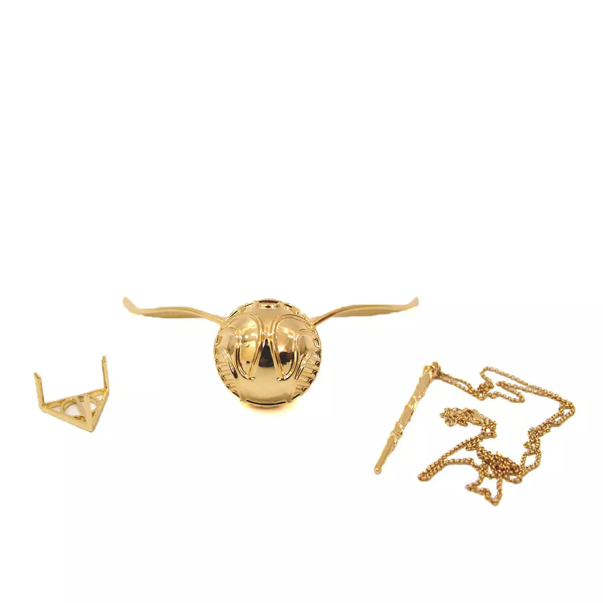 golden snitch ring box with gold wings and accessories