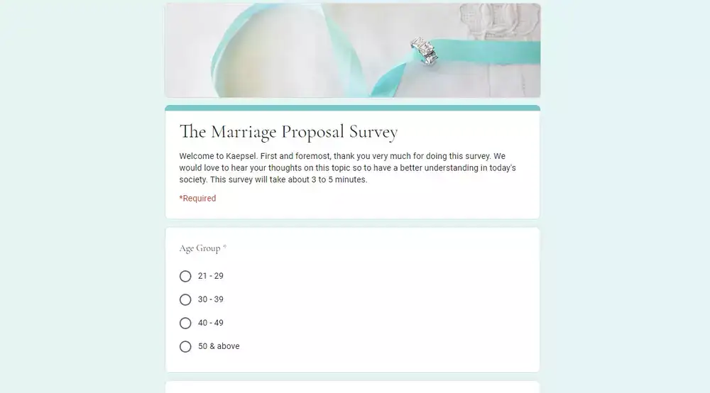 kaepsel survey on wedding proposal