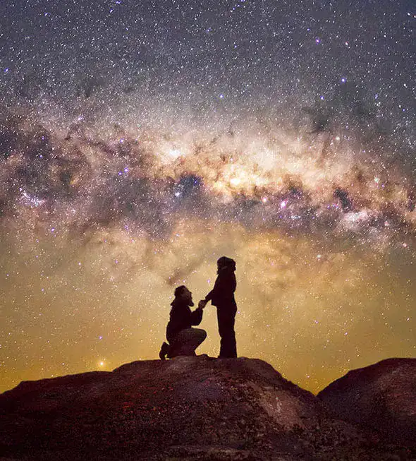 wedding proposal under the stars