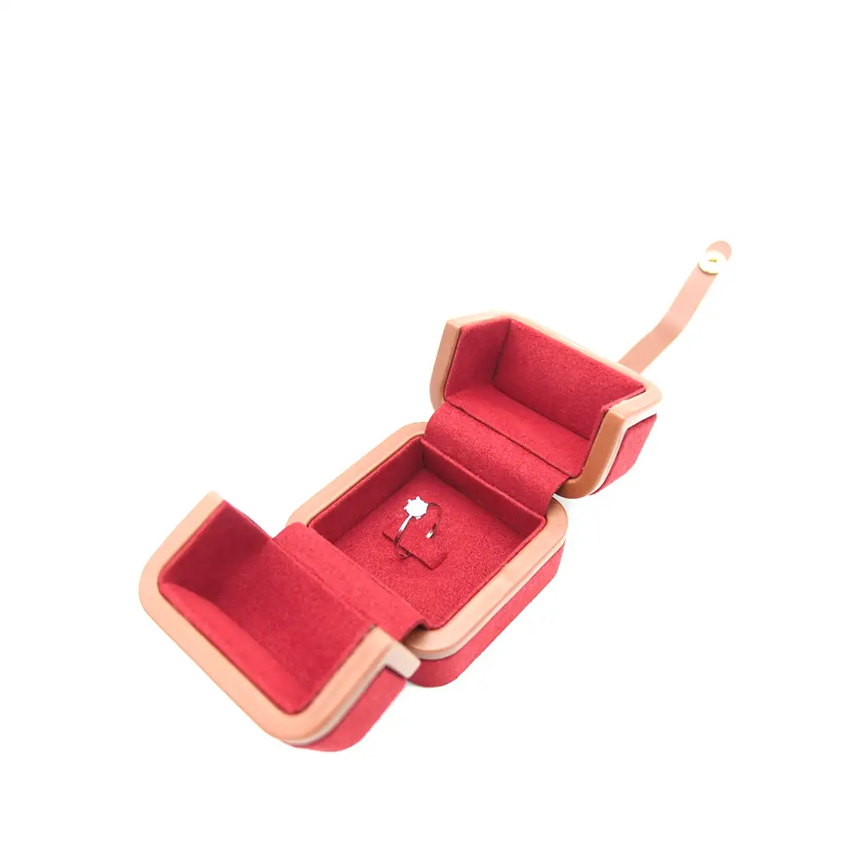 valerie ring box in red opening right side view
